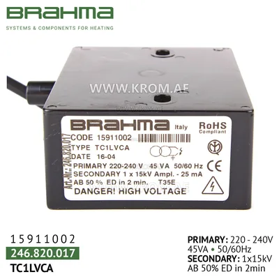 Brahma 15911002 TC1LVCA ignition transformer