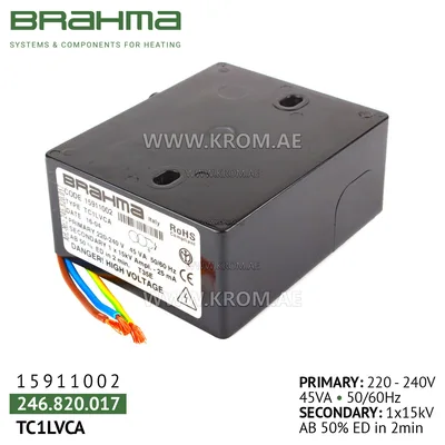 Brahma 15911002 TC1LVCA ignition transformer