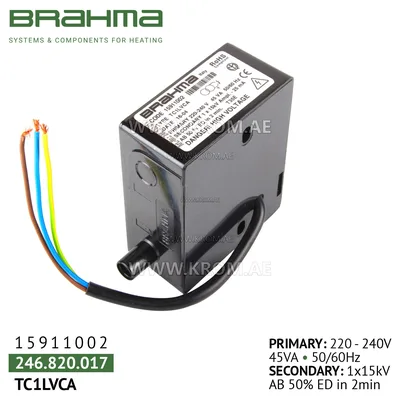 Brahma 15911002 TC1LVCA ignition transformer