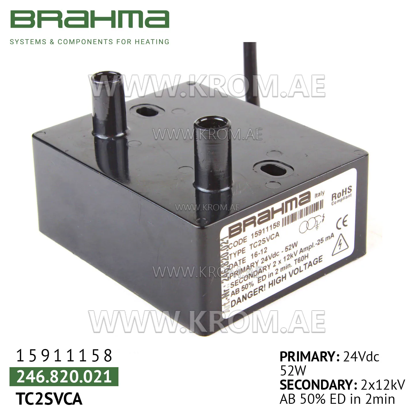 Brahma 15911158 TC2SVCA ignition transformer