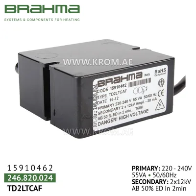 Brahma 15910462 TD2LTCAF ignition transformer