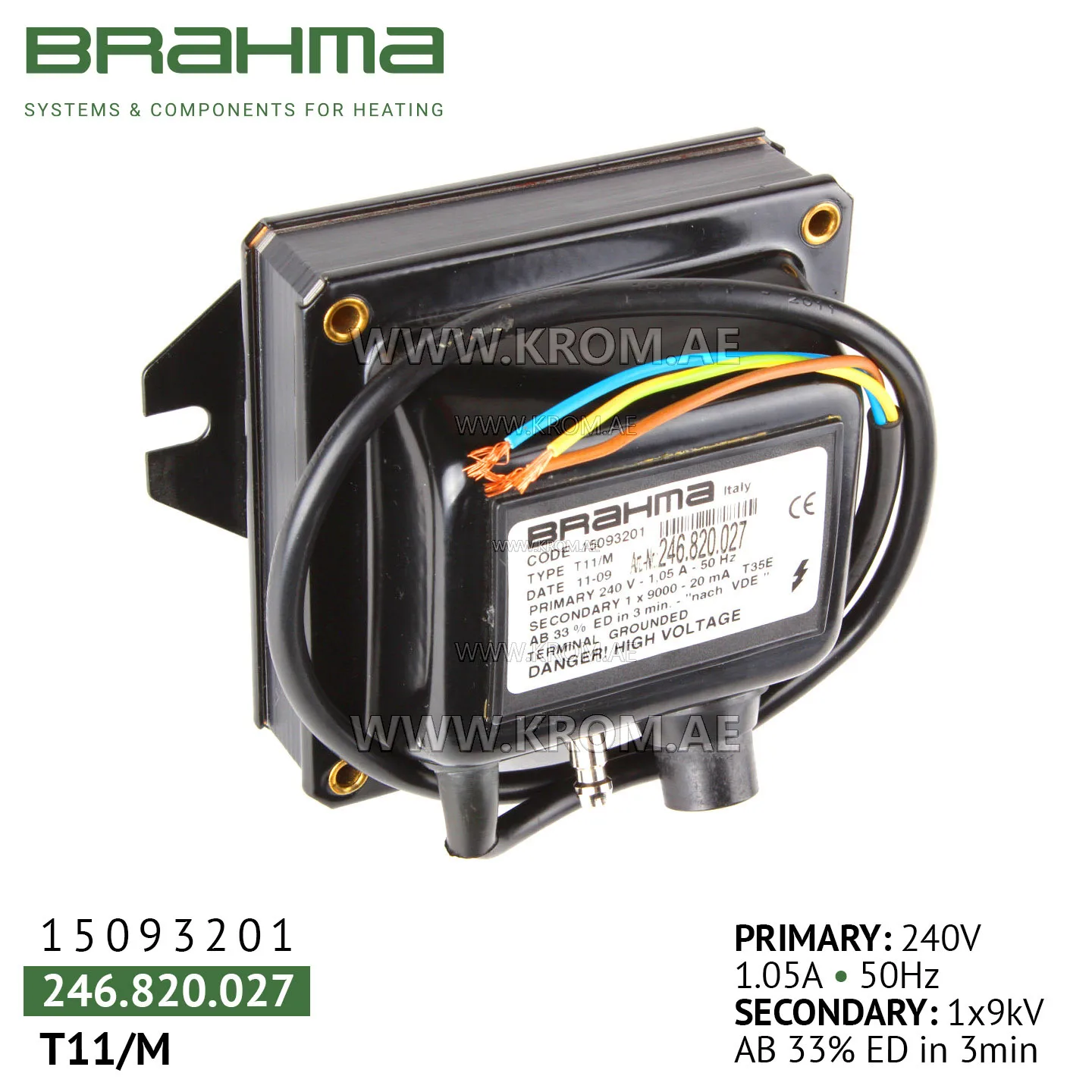 Brahma 15093201 T11/M ignition transformer