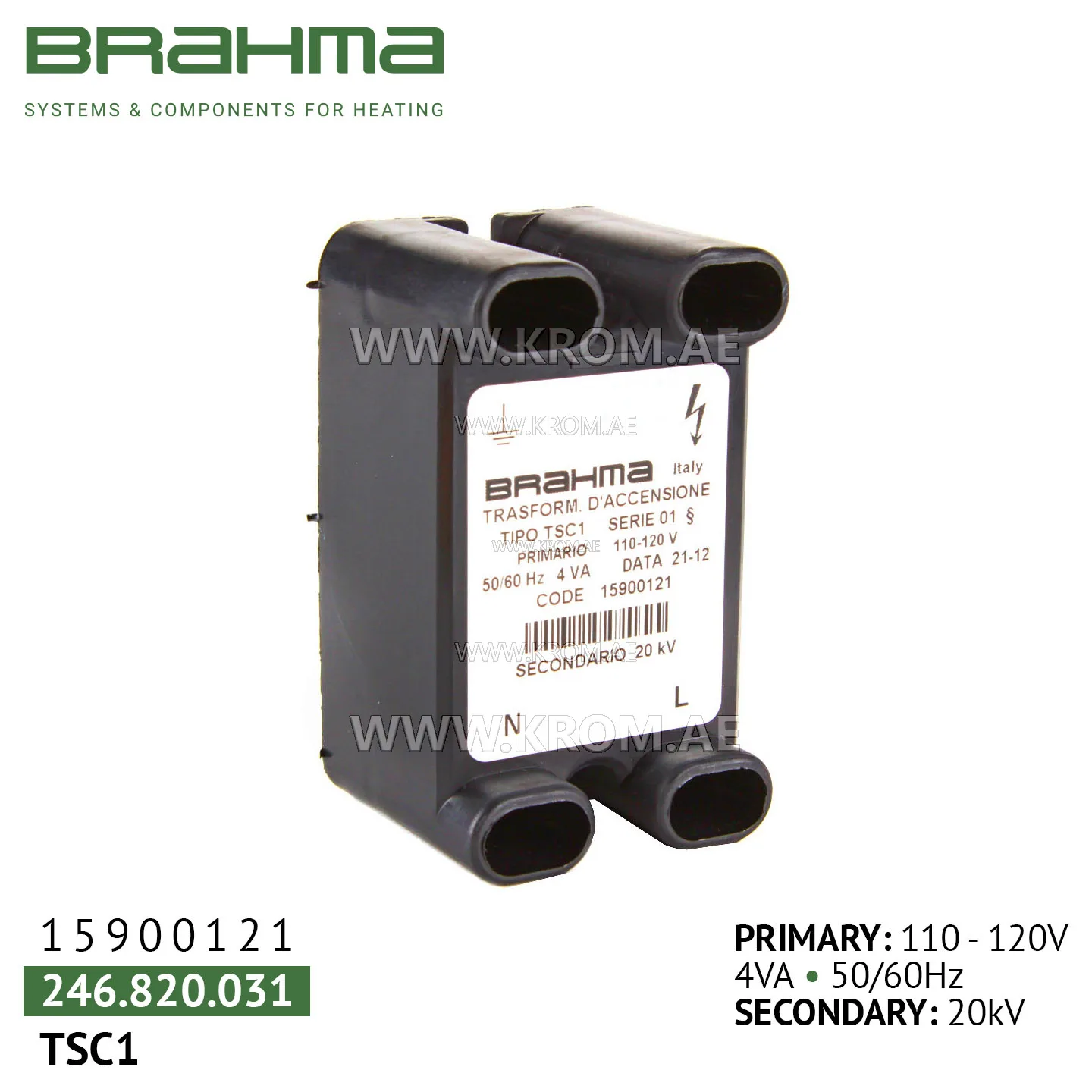 Brahma 15900121 TSC1 ignition transformer