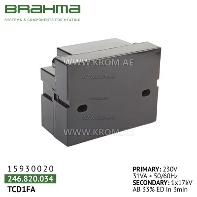 Brahma 15930020 TCD1FA ignition transformer