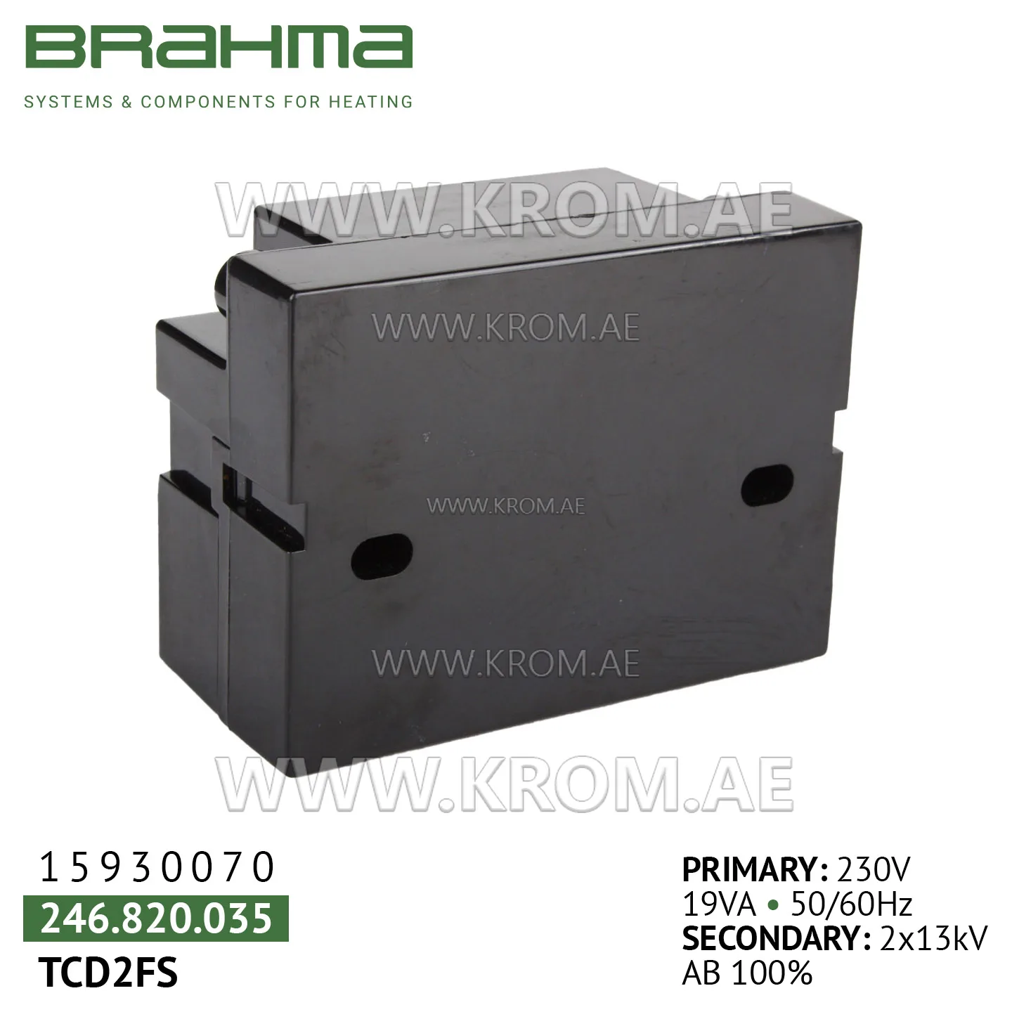 Brahma 15930070 TCD2FS ignition transformer