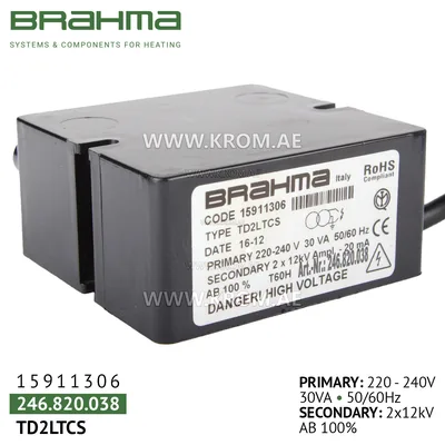 Brahma 15911306 TD2LTCS ignition transformer