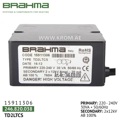 Brahma 15911306 TD2LTCS ignition transformer