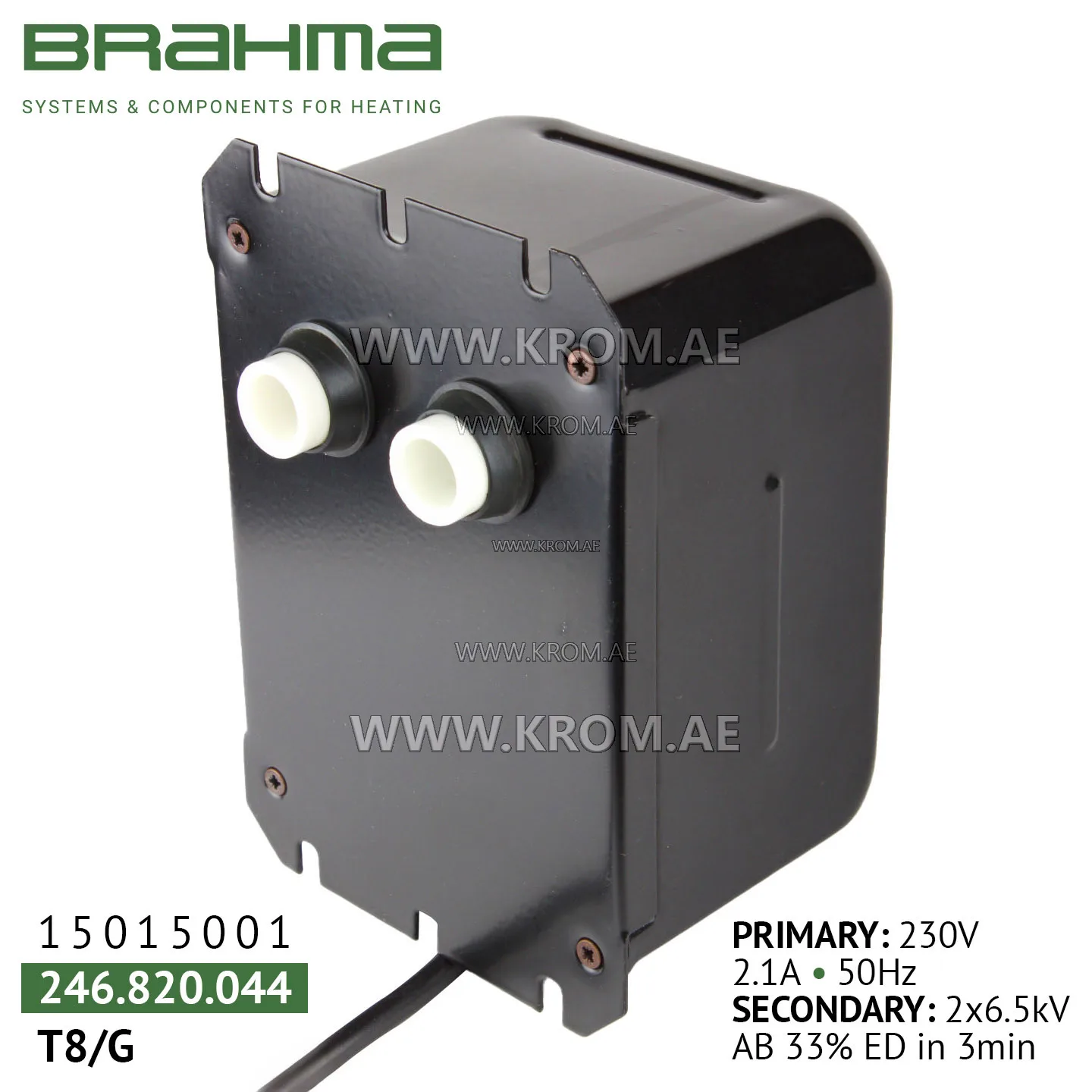 Brahma 15015001 T8/G ignition transformer