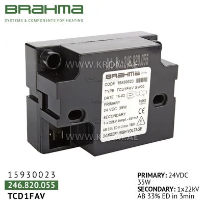 Brahma 15930023 TCD1FAV ignition transformer