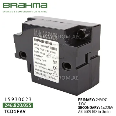Brahma 15930023 TCD1FAV ignition transformer