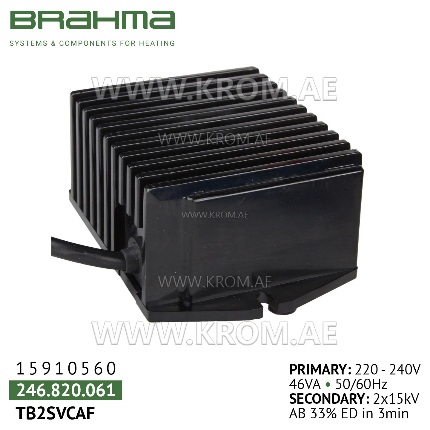 Brahma 15910560 TB2SVCAF ignition transformer