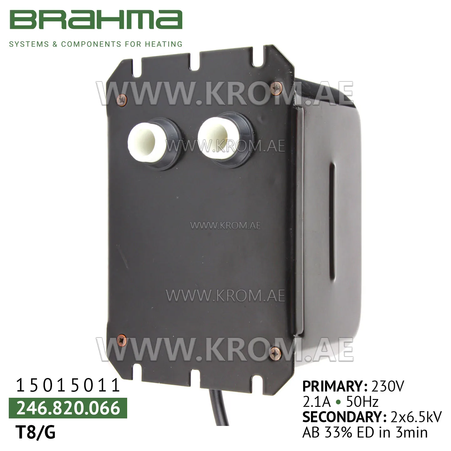 Brahma 15015011 T8/G ignition transformer