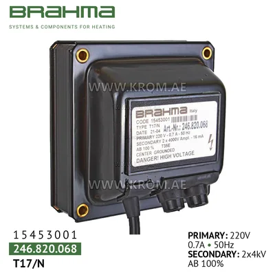 Brahma 15453001 T17/N ignition transformer
