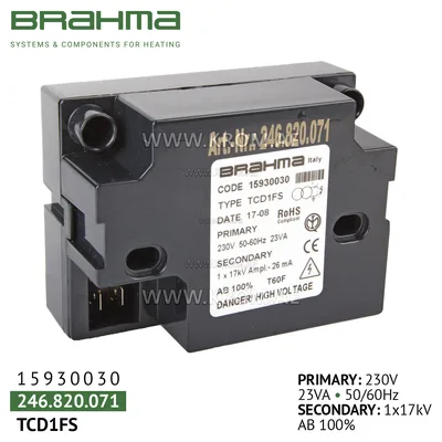 Brahma 15930030 TCD1FS ignition transformer