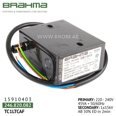 Brahma 15910403 TC1LTCAF ignition transformer