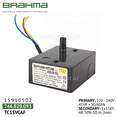 Brahma 15910502 TC1SVCAF ignition transformer