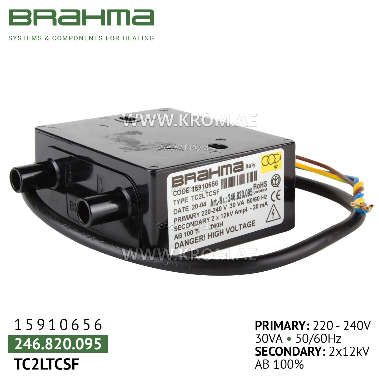 Brahma 15910656 TC2LTCSF ignition transformer