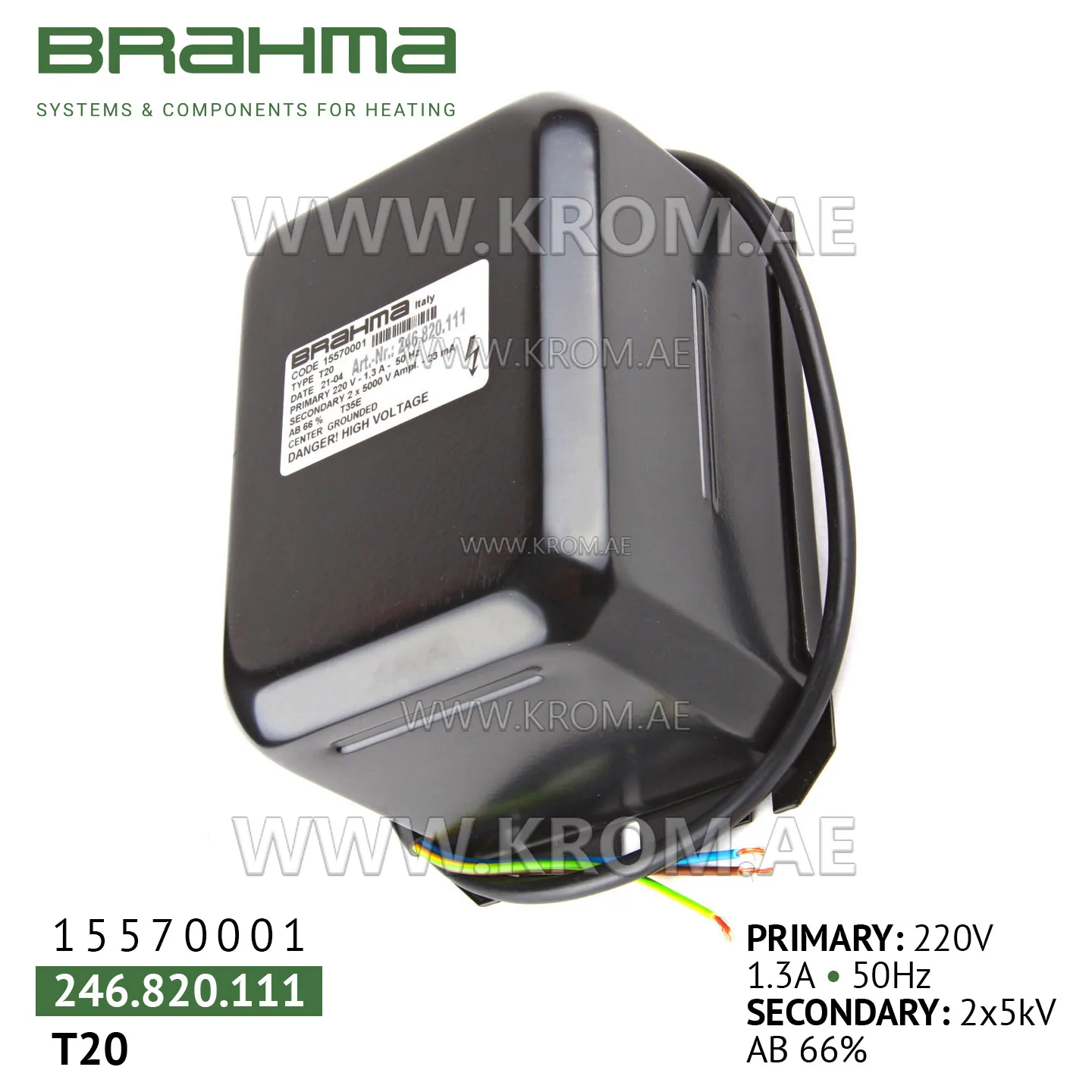 Brahma 15570001 T20 ignition transformer