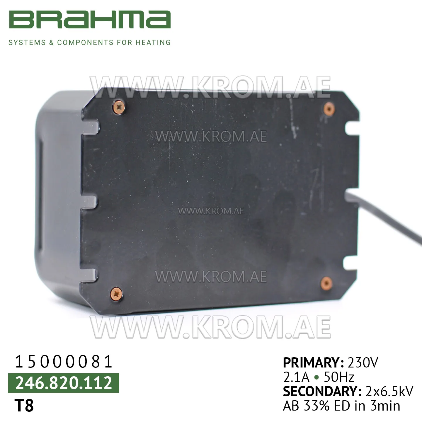 Brahma 15000081 T8 ignition transformer