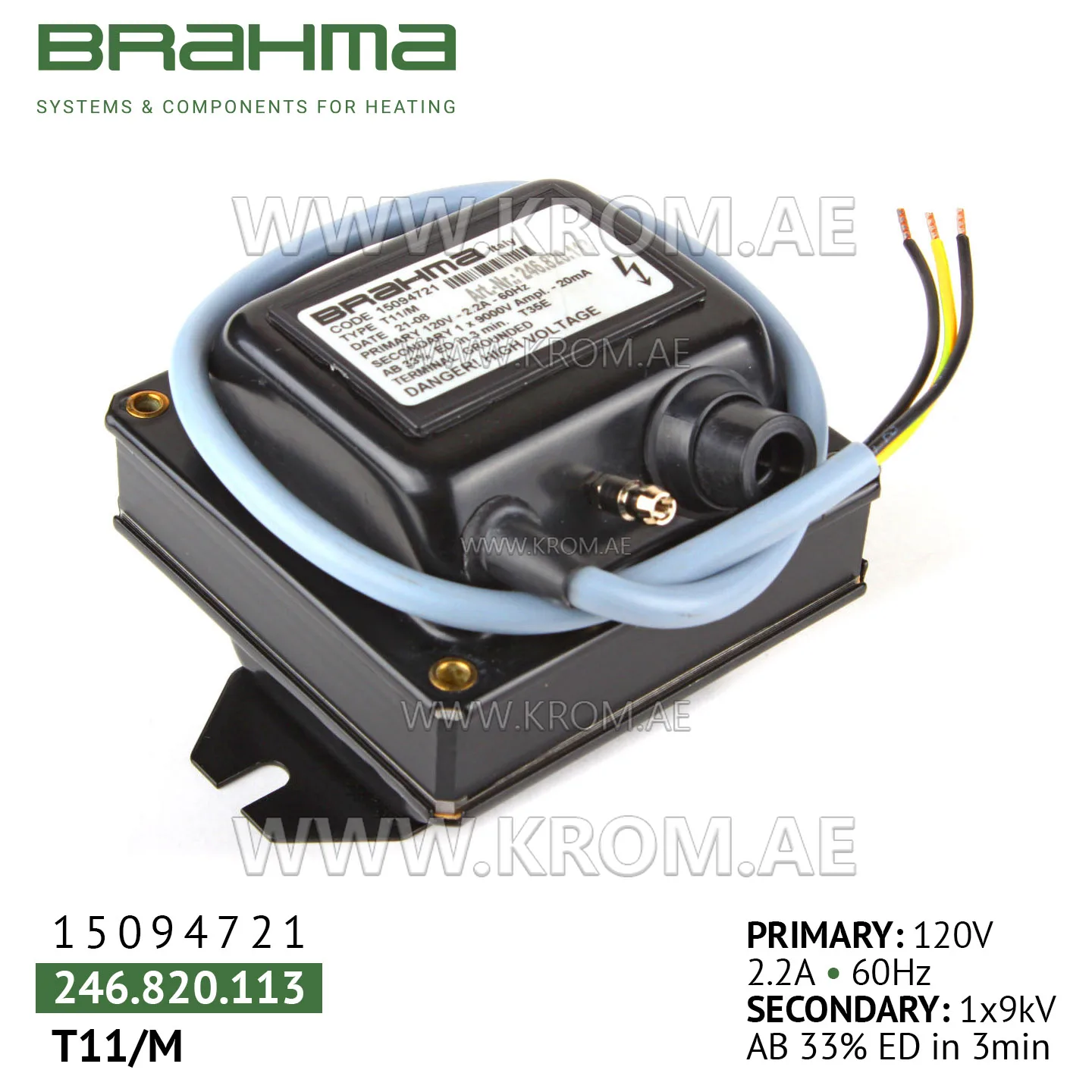 Brahma 15094721 T11/M ignition transformer