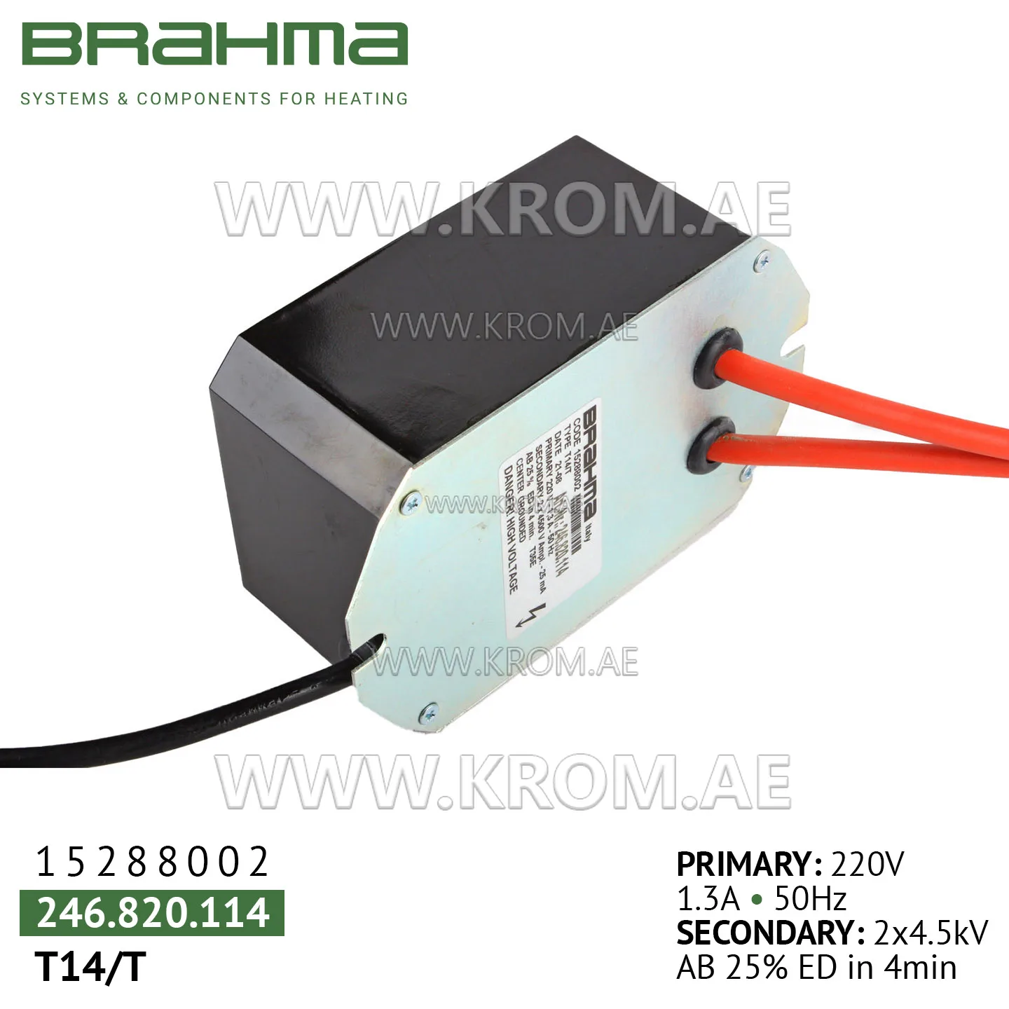 Brahma 15288002 T14/T ignition transformer