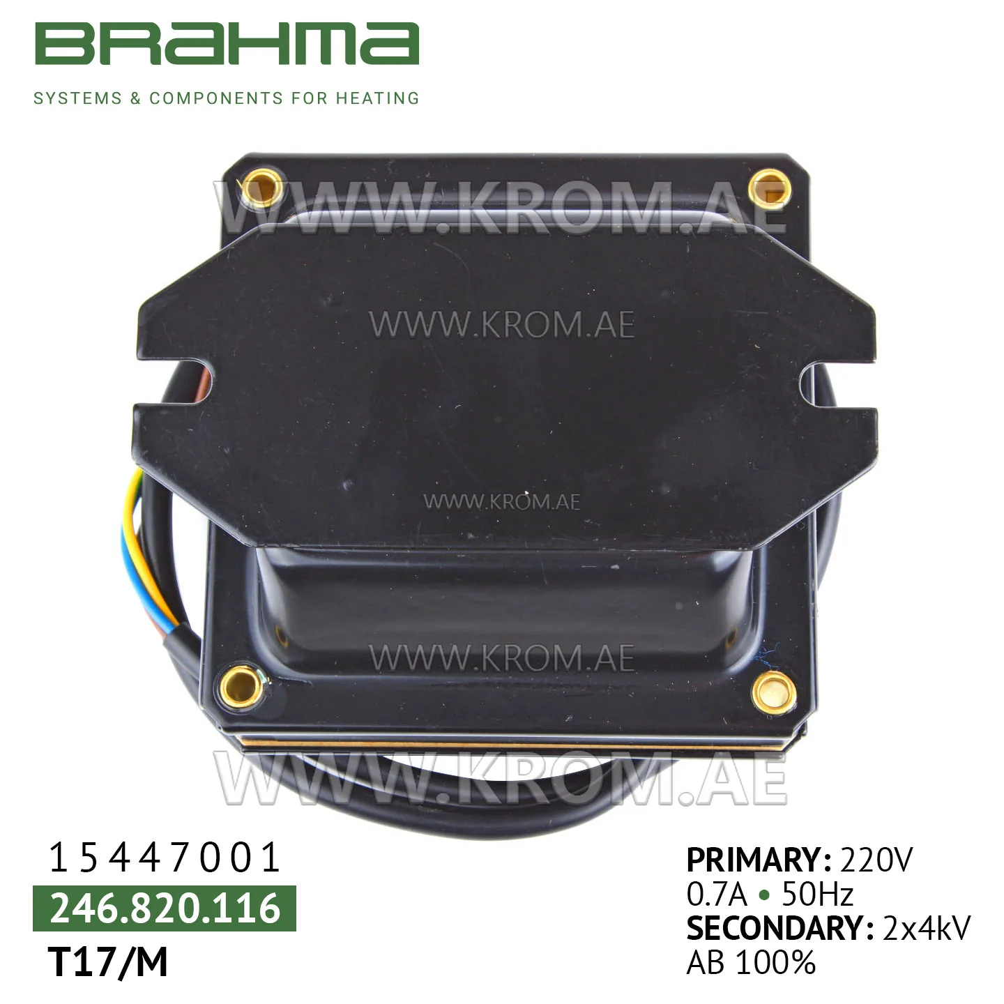 Brahma 15447001 T17/M ignition transformer