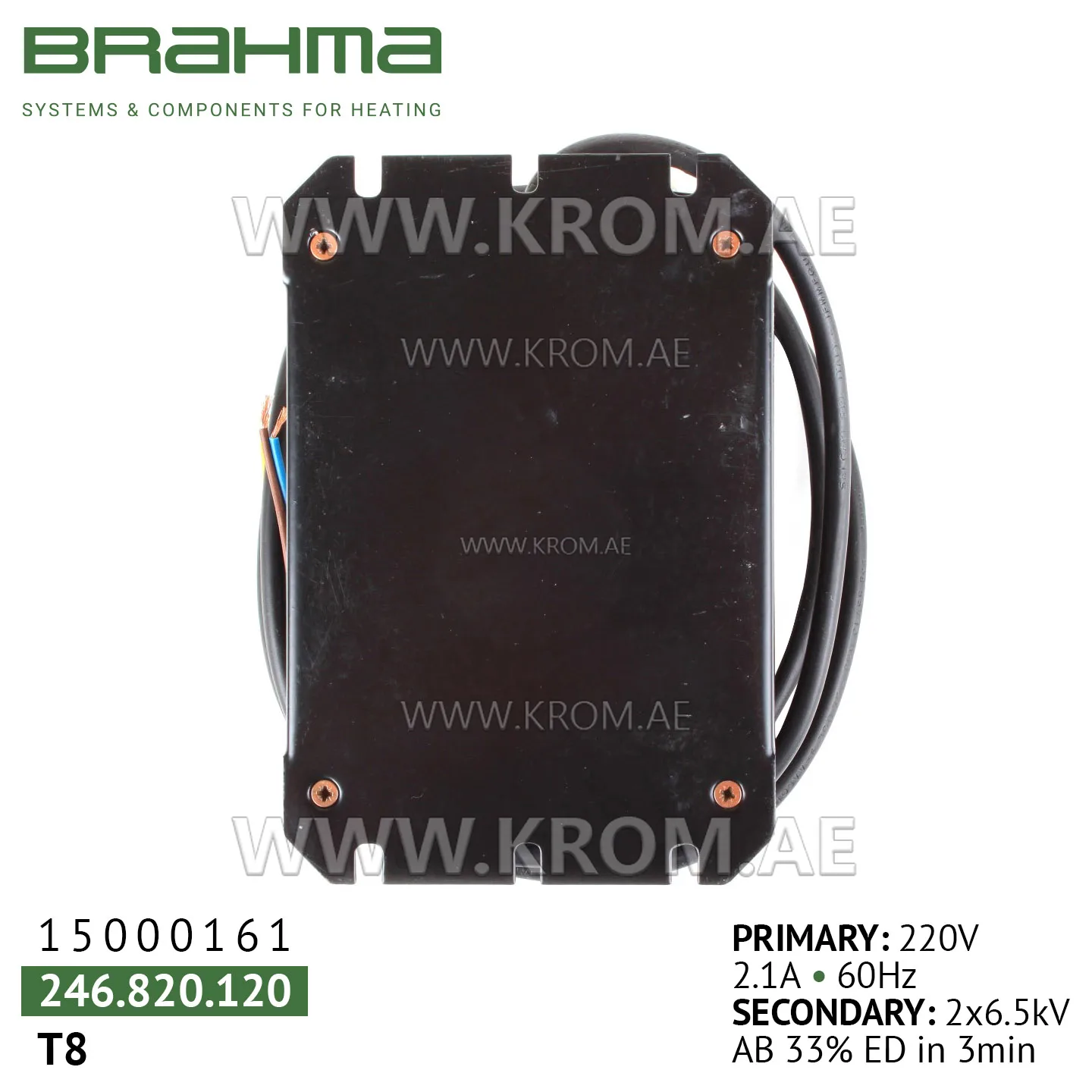 Brahma 15000161 T8 ignition transformer