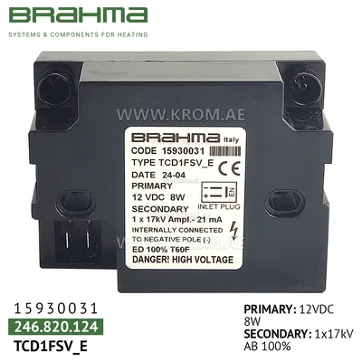 Brahma 15930031 TCD1FSV ignition transformer