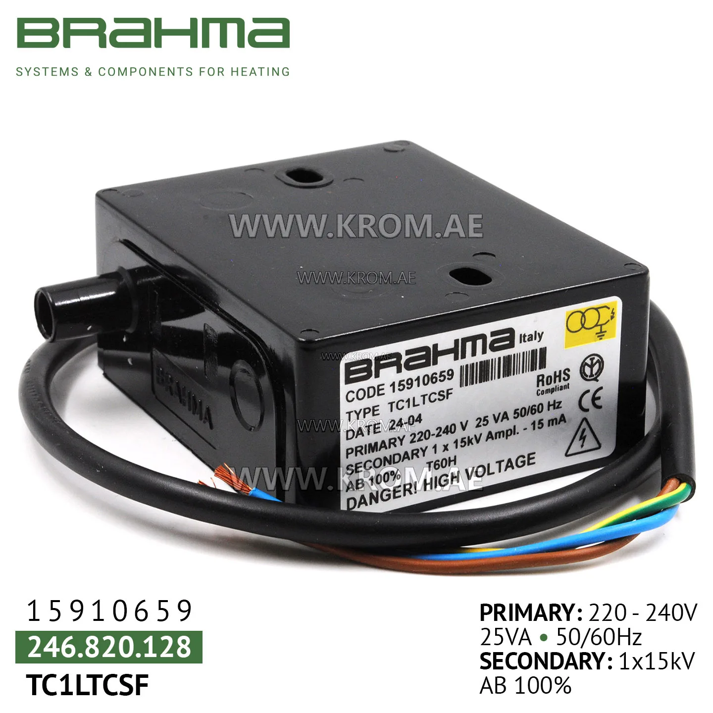 Brahma 15910659 TC1LTCSF ignition transformer