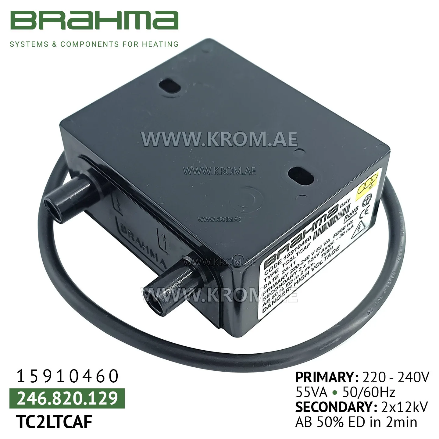 Brahma 15910460 TC2LTCAF ignition transformer