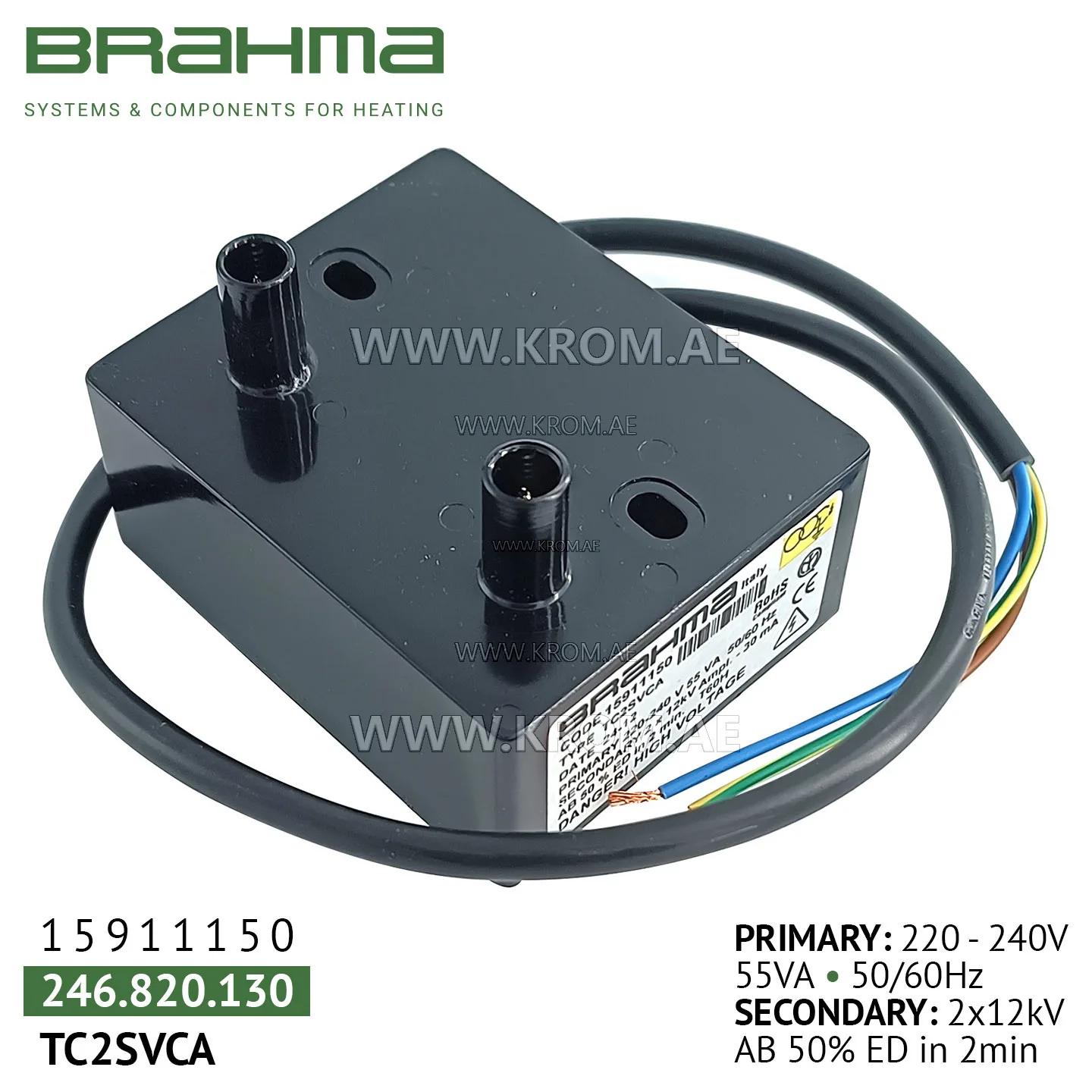Brahma 15911150 TC2SVCA ignition transformer