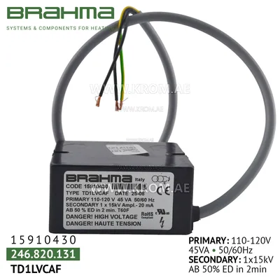 Brahma 15910430 TD1LVCAF ignition transformer