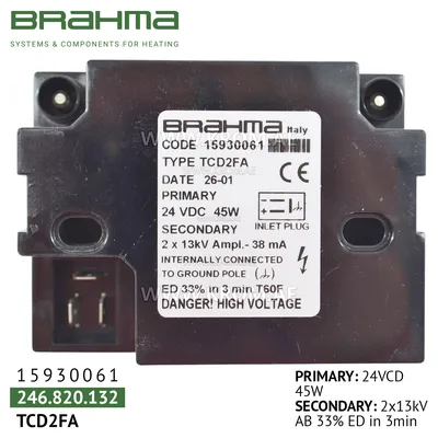 Brahma 15930061 TCD2FA ignition transformer