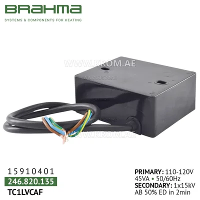 Brahma 15910401 TC1LVCAF ignition transformer