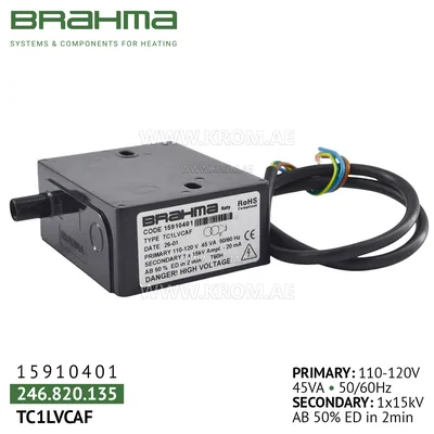 Brahma 15910401 TC1LVCAF ignition transformer