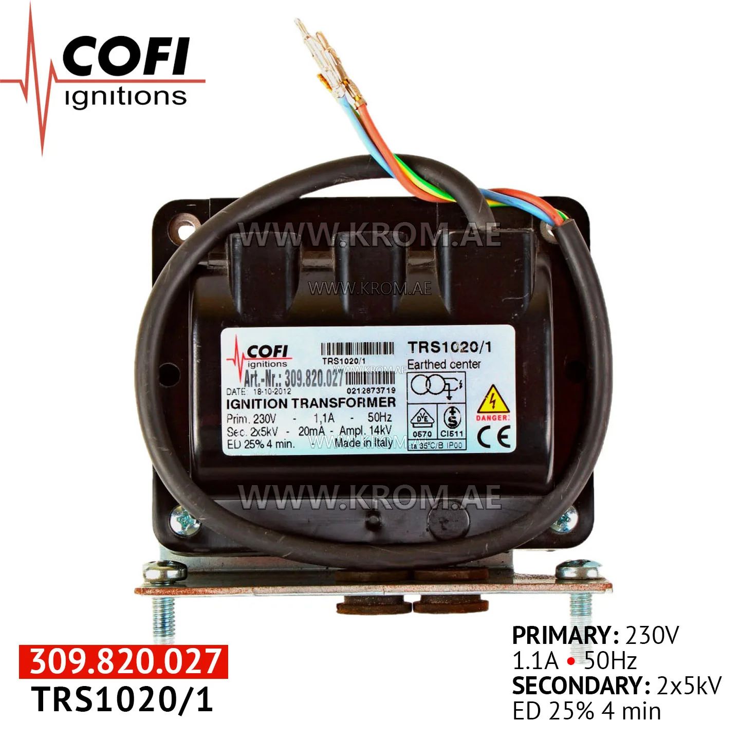 Cofi TRS1020/1 ignition transformer kit