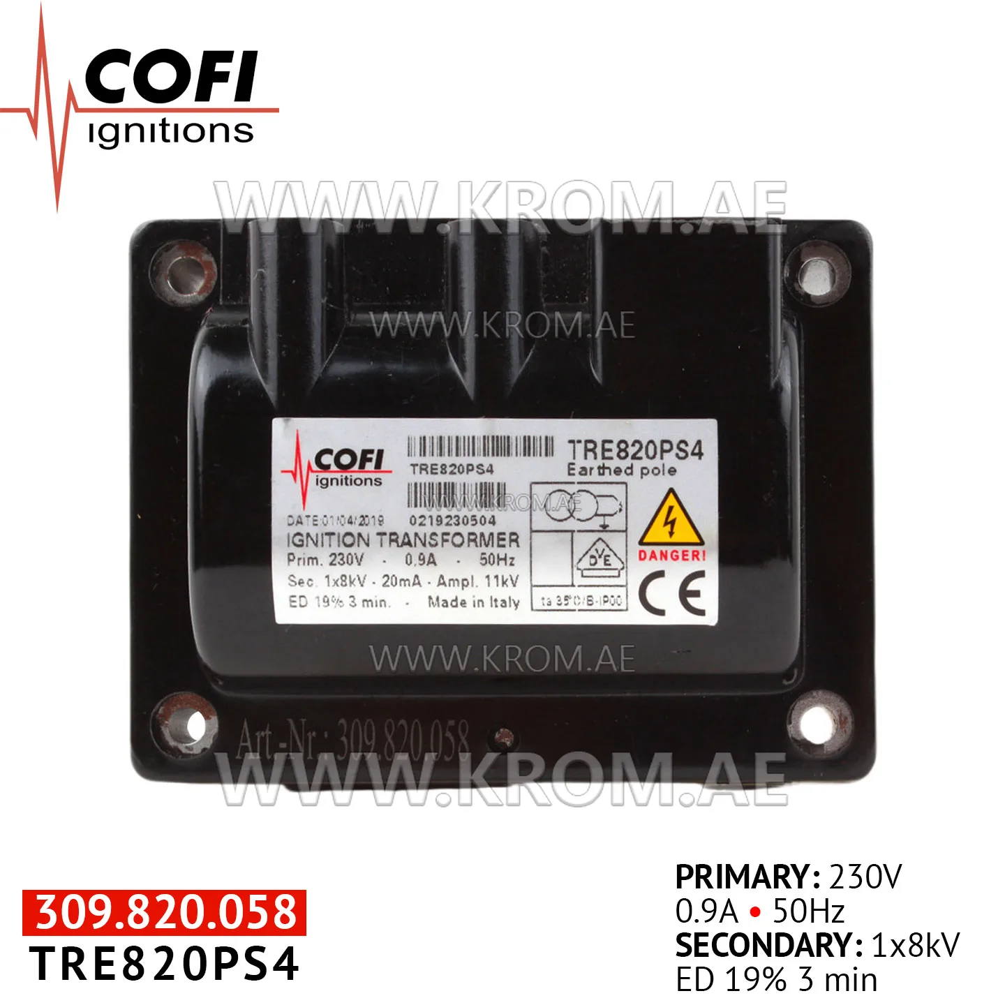 Cofi TRE820PS4 ignition transformer