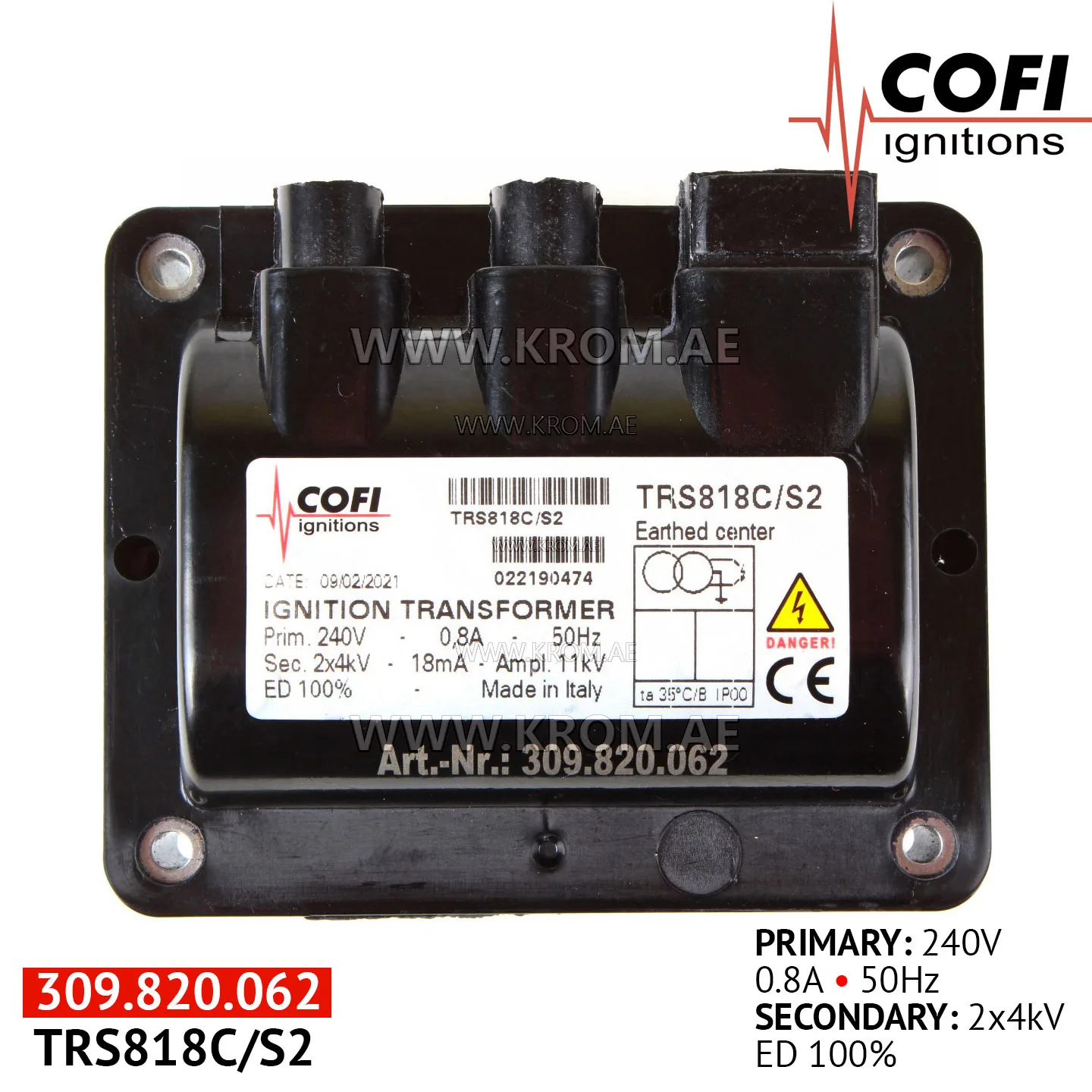 Cofi TRS818C/S2 ignition transformer
