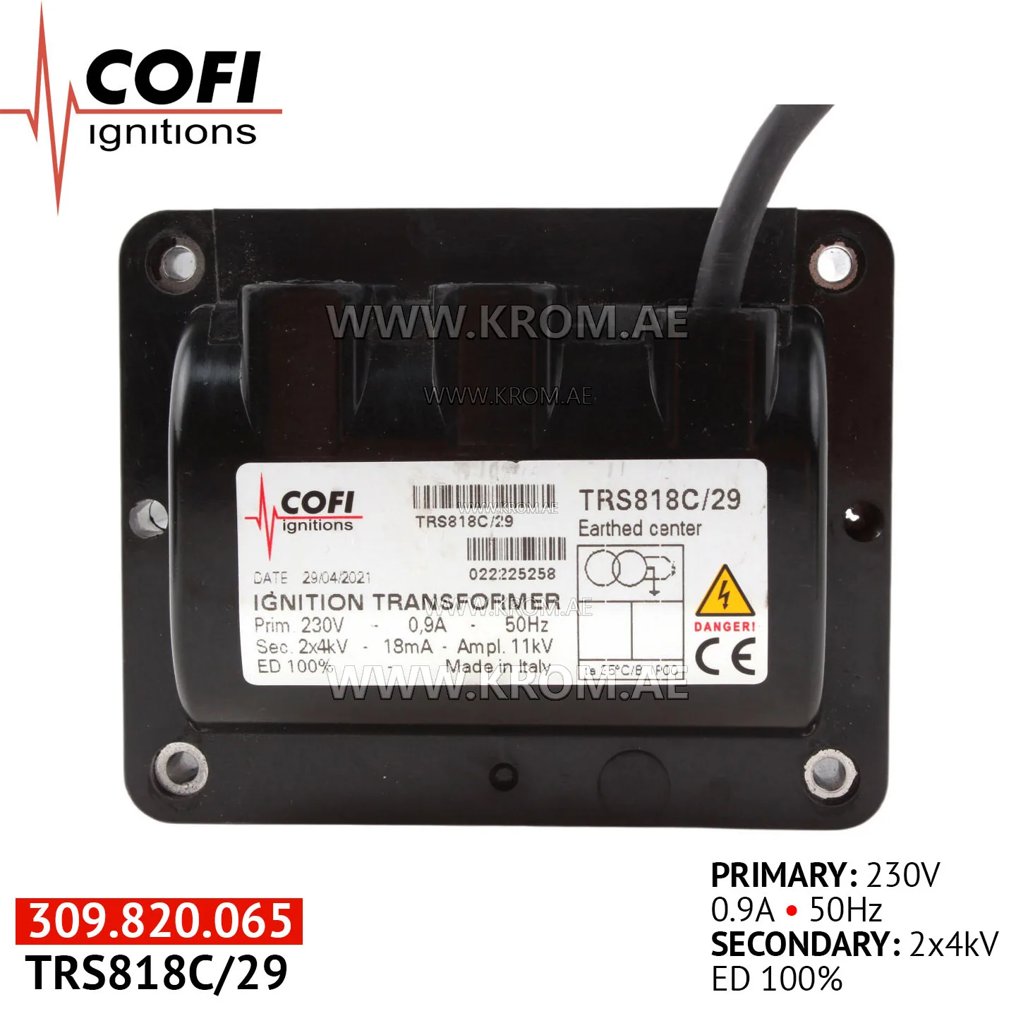 Cofi TRS818C/29 ignition transformer