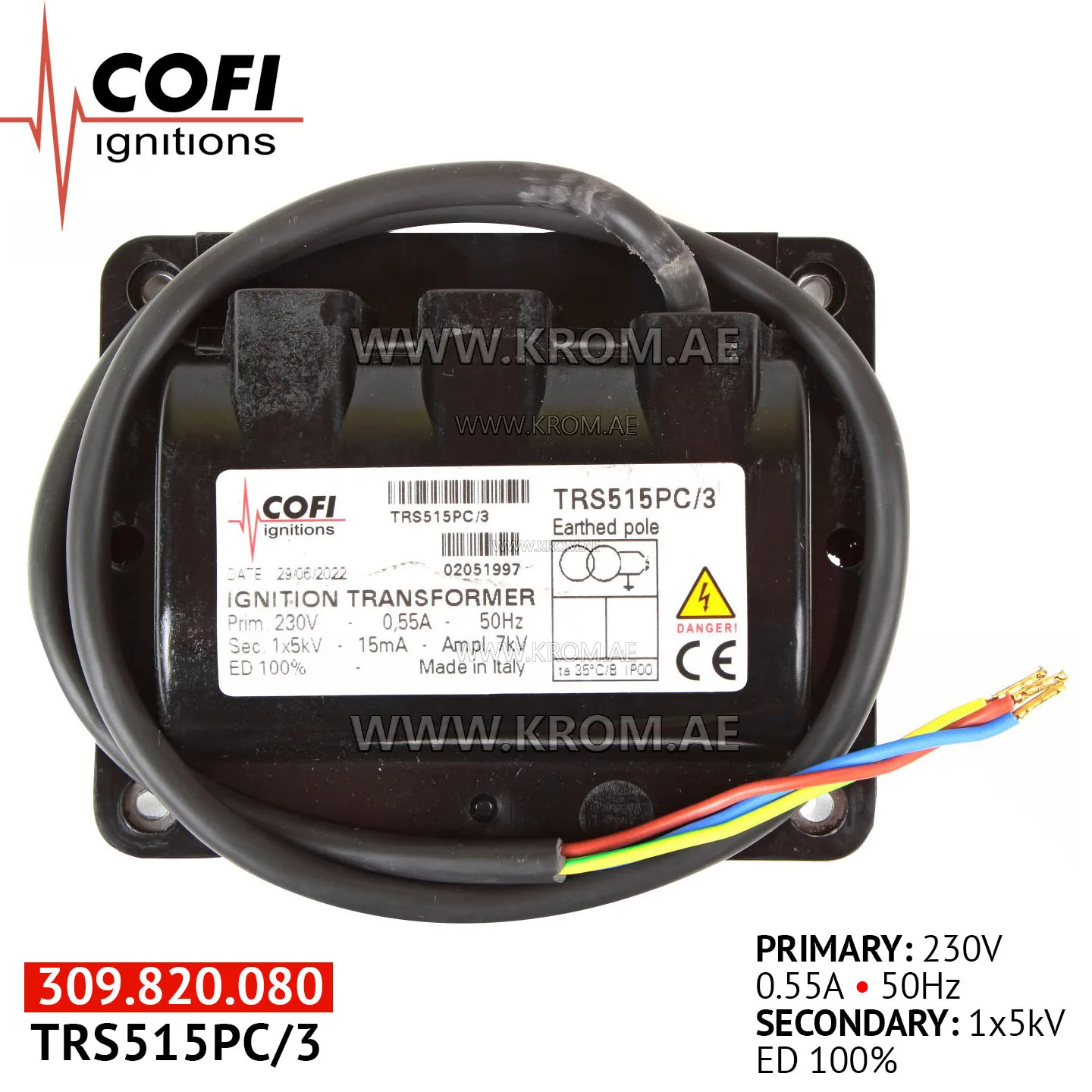 Cofi TRS515PC/3 ignition transformer