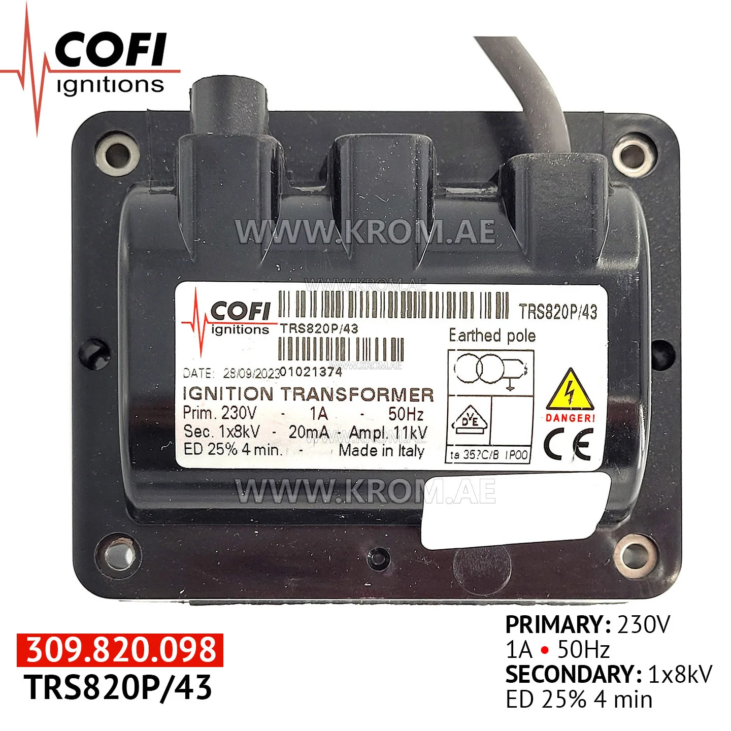 Cofi TRS820P/43 ignition transformer