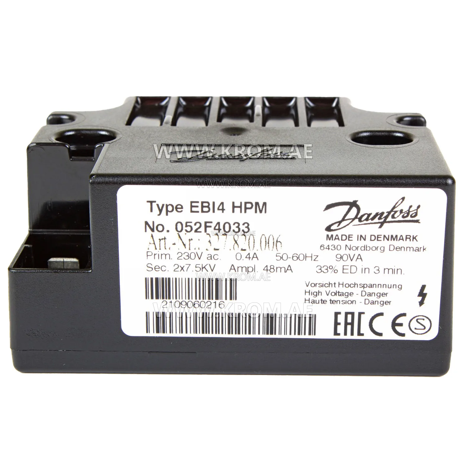 Danfoss 052F4033, 052F4233 EBI4 HPM ignition transformer