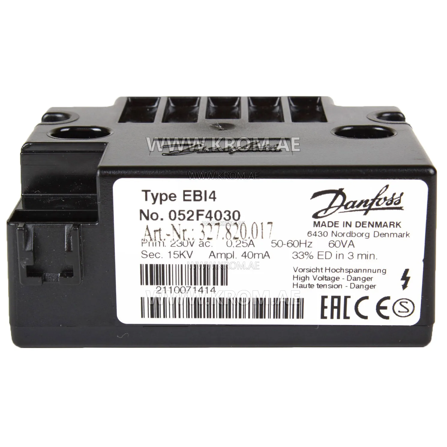 Danfoss 052F4030 EBI4 ignition transformer