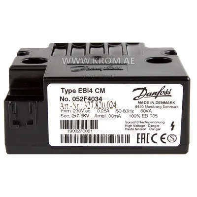 Danfoss 052F4034, 052F4234 EBI4 CM ignition transformer