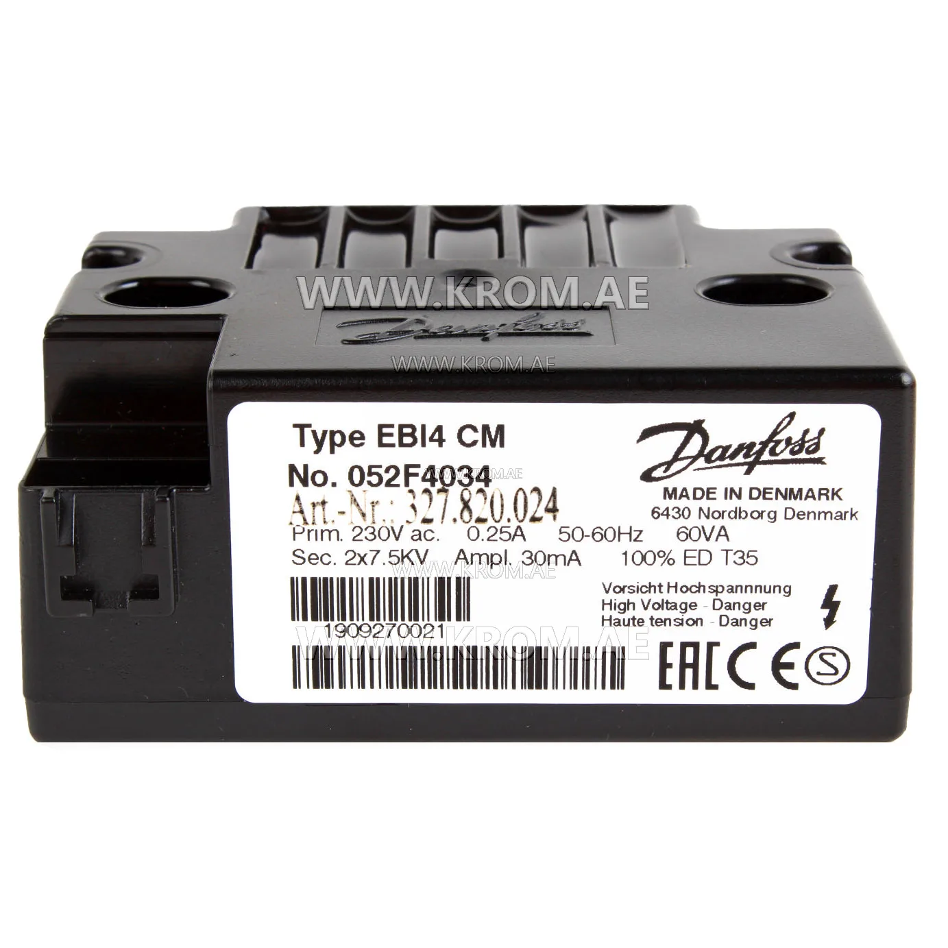 Danfoss 052F4034, 052F4234 EBI4 CM ignition transformer