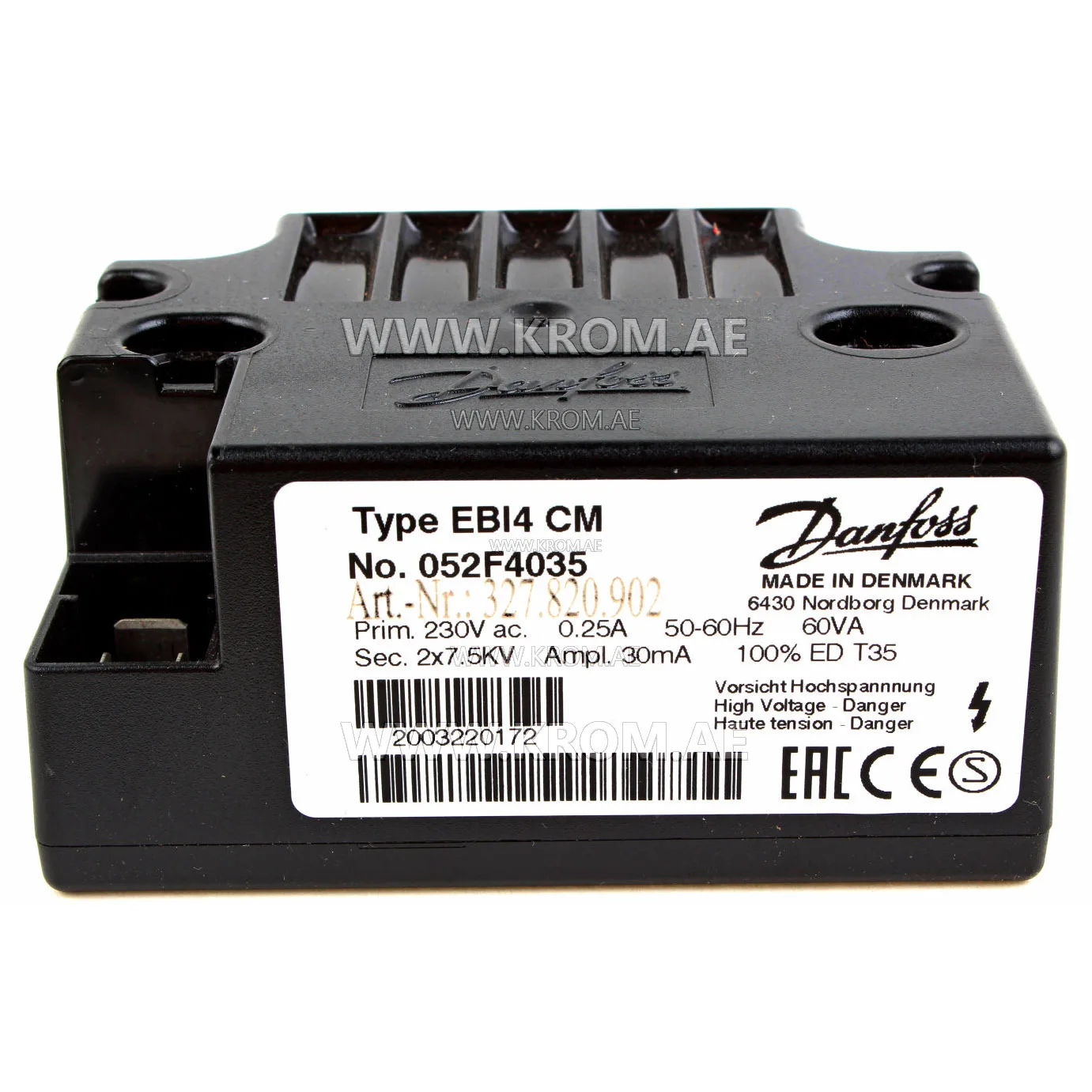 Danfoss 052F4035 EBI4 CM ignition transformer