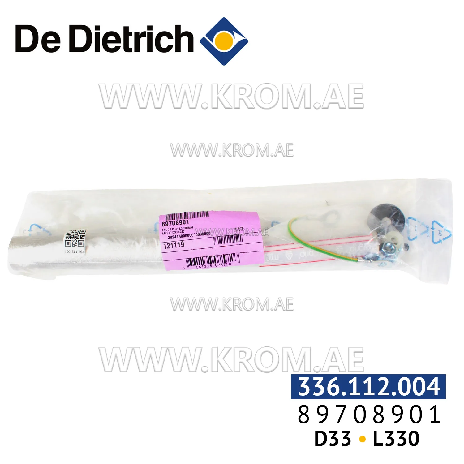 De Dietrich 89708901 anode D33 mm, L330 mm