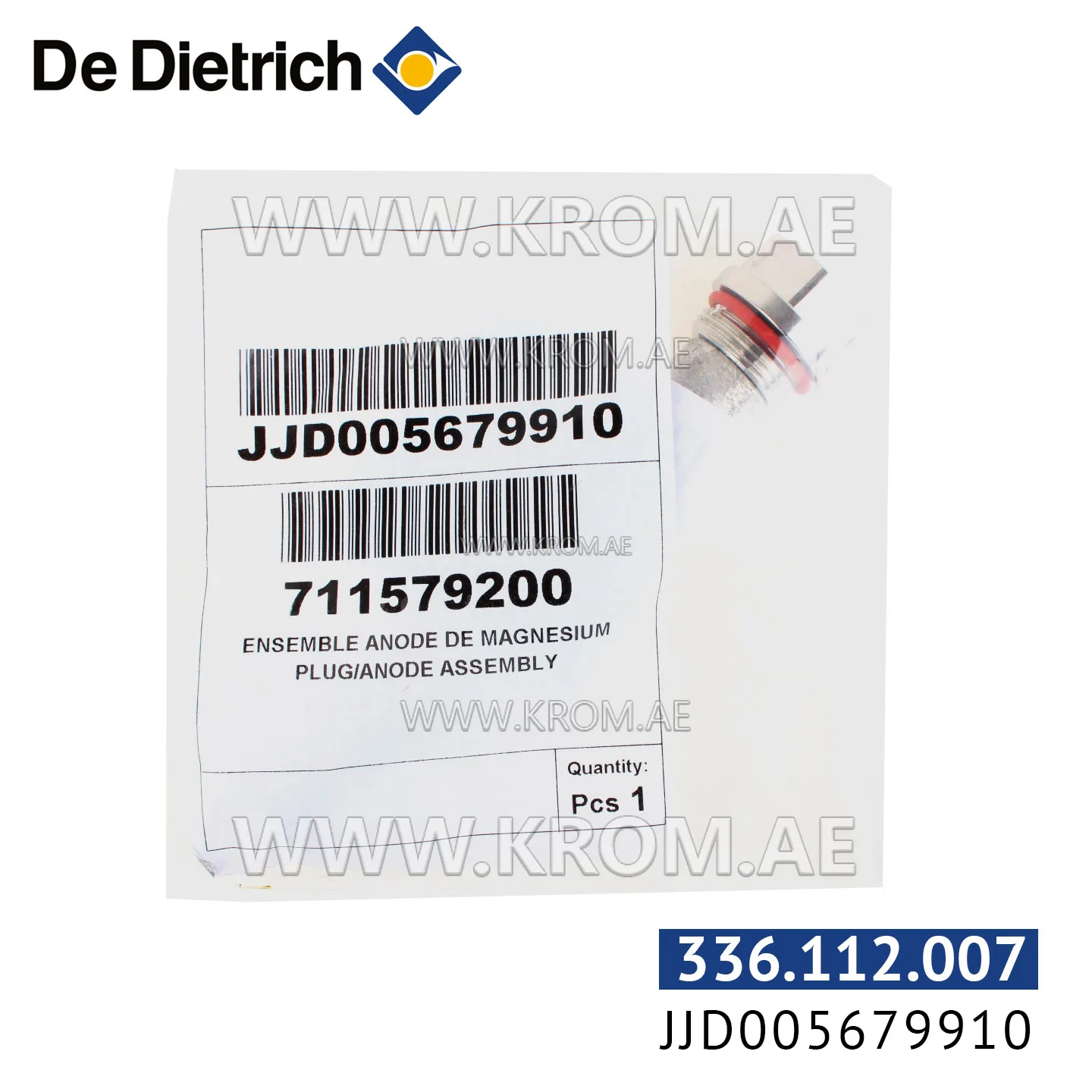 De Dietrich JJD005679910 plug/anode assembly