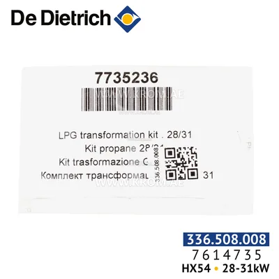 De Dietrich 7614735 propane HX54 conversion kit