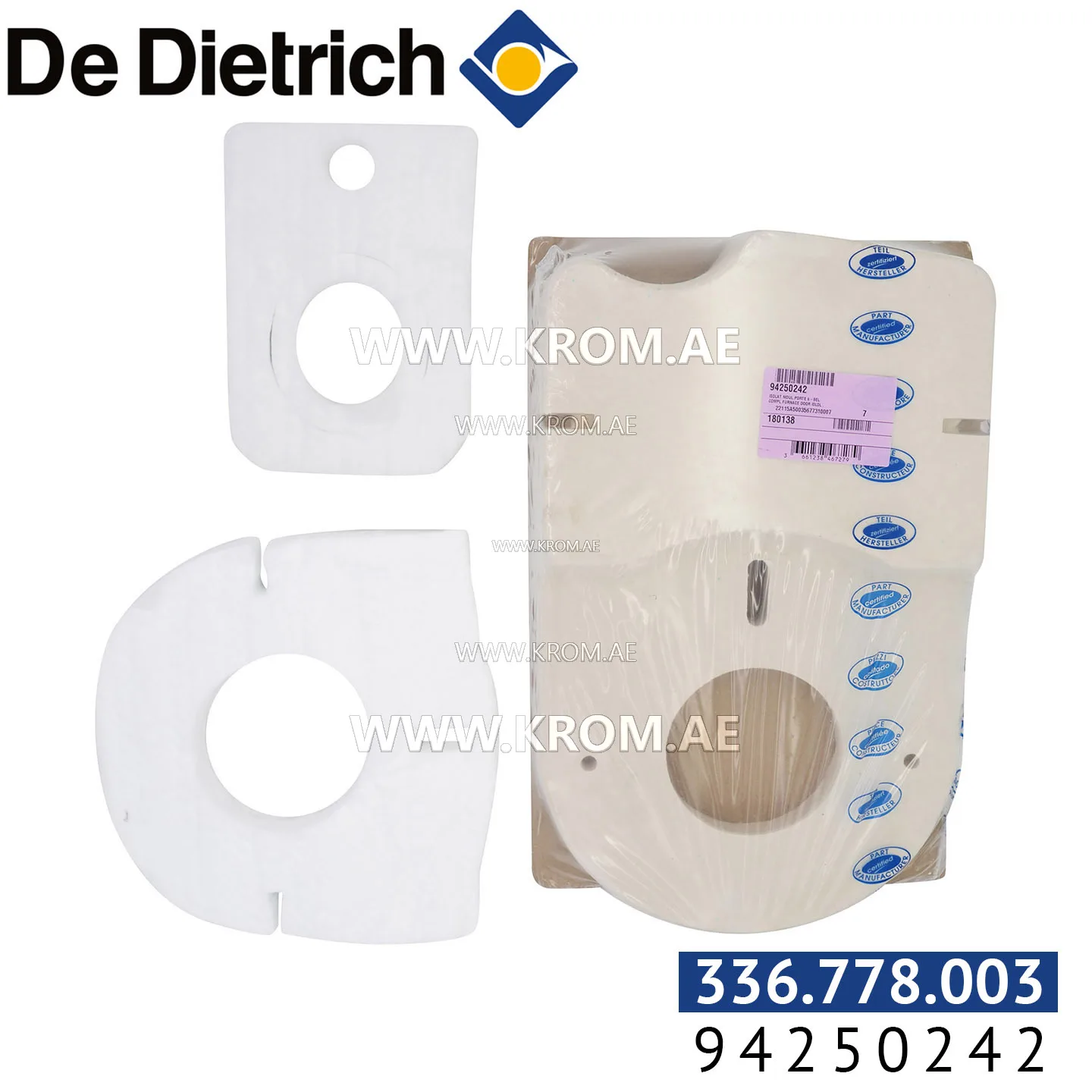 De Dietrich 82275505 burner door insulation, 6 or 8 sections